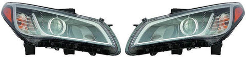 CarLights360: Fits 2015 2016 2017 HYUNDAI SONATA Head Light Pair Driver and Passenger Side W/Bulbs (Black Housing) (DOT Certified) Replaces HY2502201 HY2503201