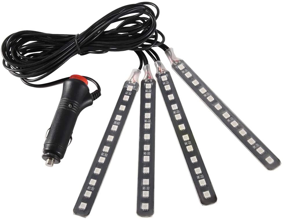 Suuonee Car RGB LED Strip Light, 12V, 4x12 SMD, for Car Interior, RGB, Blue, default (Blue)