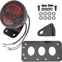 Amazicha Motorcycle Side Mount License Plate Bracket LED Brake Tail Light Compatible for Harley Davidson Sporster Bobber Chopper Cafe