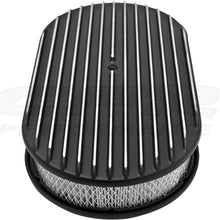 Fits Chevy Ford Mopar Al 15" Oval Air Cleaner Paper Filter Polished Finned Black