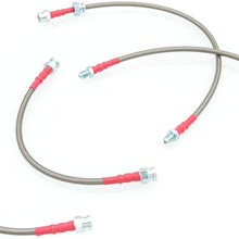 AJP Distributor Front Rear Stainless Steel Braided Oil Brake Line Cable Hose For Mazda RX7 RX-7 FB (Silver Red)