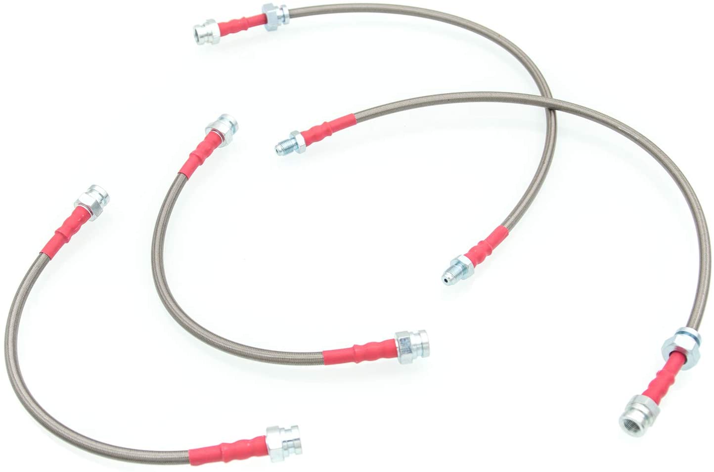 AJP Distributor Front Rear Stainless Steel Braided Oil Brake Line Cable Hose For Mazda RX7 RX-7 FB (Silver Red)