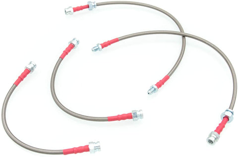 AJP Distributor Front Rear Stainless Steel Braided Oil Brake Line Cable Hose For Mazda RX7 RX-7 FB (Silver Red)
