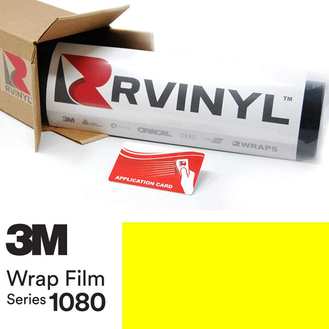 3M 1080 VCW17076 Satin NEON Fluorescent Yellow 5ft x 1ft W/Application Card Vinyl Vehicle Car Wrap Film Sheet Roll