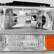 For 00-06 Chevy Suburban | 99-02 Silverado | Tahoe Clear Headlights With Corner Bumper Lights Replacement Pair Set