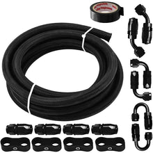 Fuel Line,20Ft 6AN 3/8" Fuel Hose Fitting Kit Nylon Stainless Steel Braided CPE Oil Hose Kit&6AN Fuel Hose Separator Clamp&Braided Fuel Line Splicing Tape (6AN)