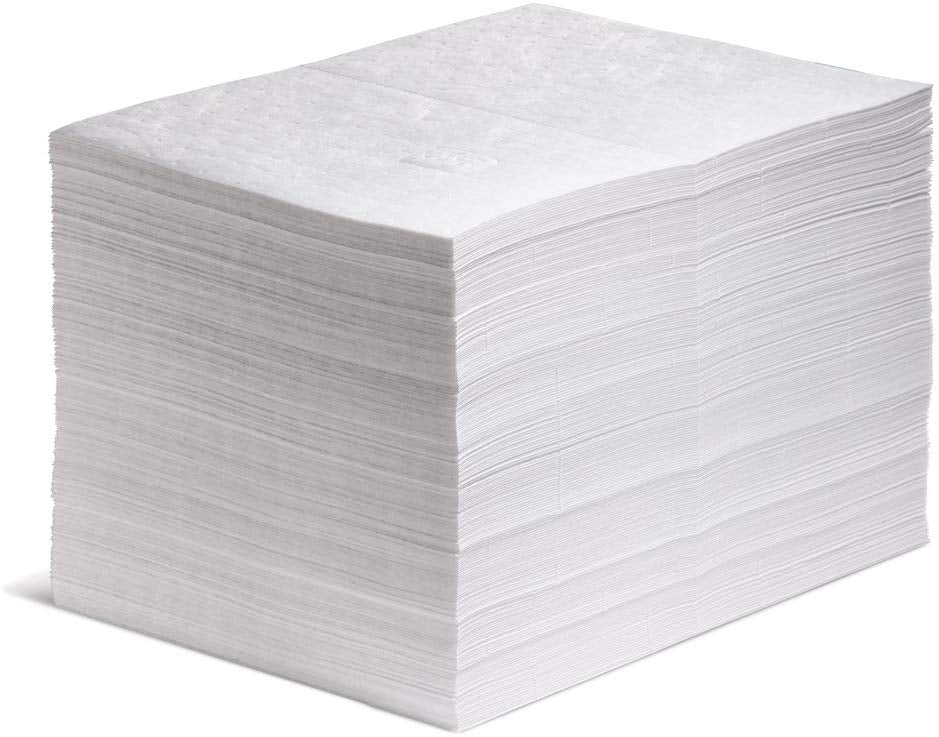 New Pig Oil Only Absorbent Mat Pad, Lightweight, 14 oz Absorbency, 20” L x 15” W, White (Bag of 200), MAT423