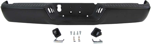 2009-2013 Dodge Pickup Ram 1500/2010-2013 Dodge Pickup Ram 2500 3500 Rear Bumper Powder Coating Black Assy (W/o Sensor Hole, W/o Dual Exhaust Cut-Outs) CH1103120