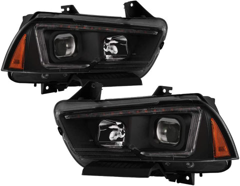 Xtune Projector Headlights for Dodge Charger 11-14 [Halogen Model Only] Switchback Turn Signals (Black)