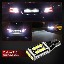 Yorkim 912 921 LED Backup Light Bulbs High Power 2835 15-SMD Chipsets Extremely Bright Error Free T15 906 W16W for Back Up, Reverse, Tail, Brake Lights, 6000K White, Pack of 4