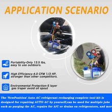 NewPosition 4CFM 1/3HP Air Vacuum Pump HVAC A/C Refrigeration Tool Kit AC,Auto Repair Equipment, Manifold Gauge Set(R134A R22),Coupler Valve, 3 Hoses, Ideal for Food Packaging,Milking,Medical etc