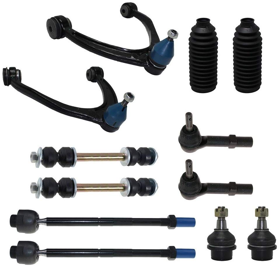 Detroit Axle - 12-Piece Front Suspension Kit - 2 Upper Control Arm & Ball Joints, 2 Lower Ball Joints Fit Steel Control Arms Only, Inner & Outer Tie Rods, 2 Front Sway Bars