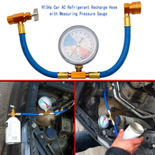 R134a AC Refrigerant Recharge Hose Kit with Measuring Pressure Gauge and 1/2’’ Acme Can Opener Tap Dispensing Valve Fit for Automotive or Home Air Conditioners and Refrigerator Refrigerant Charging