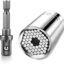 Universal Socket,BLENDX 1/4"-3/4" (7mm to19mm) Ratchet Universal Socket Set with Wrench Power Drill Adapter - Best Tool Present for Handyman Men Husband Father Boyfriend Him (Silver)