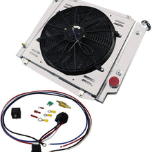 CoolingSky 55MM 3 Row Core Aluminum Radiator +16" Fan W/Shroud & Thermostat Relay Kit for 1968-1977 Ford Bronco 5.0L Engine