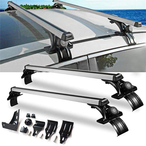 Ai CAR FUN Black Universal Roof Rack Cross Bar Top Roof Rail Luggage Cargo Rack Rails Carrier Rack Frame for Car SUV Pickup Truck