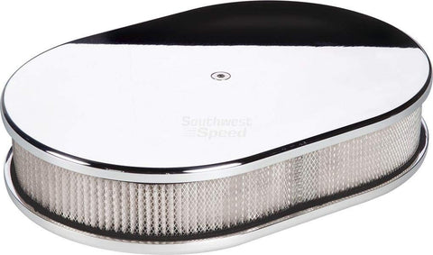 NEW BILLET SPECIALTIES POLISHED ALUMINUM SMALL OVAL AIR CLEANER ASSEMBLY, 11 7/8