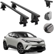 Roof Rack Cross Bars Lockable Luggage Carrier Smooth Roof Cars | Fits Toyota C-HR 2018-2021 Black Aluminum Cargo Carrier Rooftop Bars | Automotive Exterior Accessories