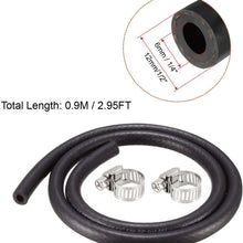 uxcell Fuel Line Hose Rubber 6mm I.D. 0.9M/3Ft Diesel Petrol Hose Engine Pipe Tubing with 2 Clamps