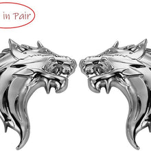 UpAuto 2pcs Cool Wolf Head Car Side/Rear/Front Decorations Badge Emblem 3D Self-Adhesive Nameplate Sticker for Car (Silver)