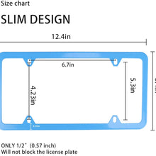 LivTee 4 Holes Stainless Steel License Plate Frames, 2 PCS Car Licence Plate Covers Slim Design with Bolts Washer Caps for US Vehicles, Blue