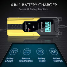 LEICESTERCN 6V/12V 4A Battery Trickle Charger Maintainer Automatic 6-Stages Smart Pulse Repair Maintenance Charger for Car, Motorcycle, Lawn Mower, Boat, Sealed Lead Acid Battery