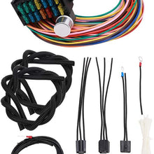 14 Circuit Fuse Universal Wiring Harness Kit for Hot Rod Street Rod Rat XL Speedway Car Muscle Sand Simple Classic Car Truck Automotive Basic 14 Circuit 14 Fuse Universal Wire Harness W/Instruction