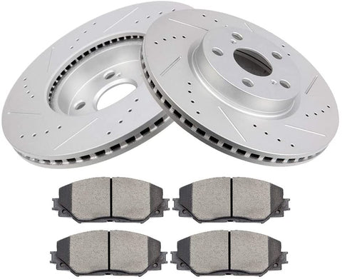 ROADFAR Ceramic Pads Brake Discs Rotors Front Kits fit for 2009-2010 for Pontiac Vibe, 2008-2014 for Scion xD, 2009-2019 for Toyota Corolla, 2009-2013 for Toyota Matrix
