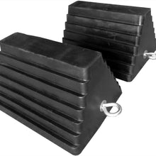 MAXXHAUL 80681-10'X8'X6' Solid Rubber Heavy Duty Wheel Chock with Eyebolt, 2 Pack