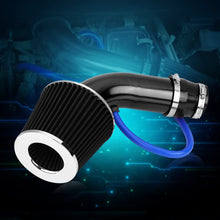 Qiilu 76mm 3 Inch Universal Car Cold Air Intake Filter Aluminum Induction Hose Pipe Kit (Black)