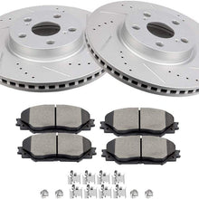 OCPTY Brakes Kits with 2 Front Brake Disc Rotots and 4 Ceramic Pads fit for 2009-2010 for Pontiac Vibe, 2008-2014 for Scion xD, 2009-2019 for Toyota Corolla, 2009-2013 for Toyota Matrix
