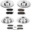 Power Stop K2376 Front & Rear Brake Kit with Drilled/Slotted Brake Rotors and Z23 Evolution Ceramic Brake Pads,Silver Zinc Plated