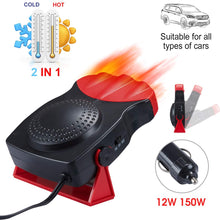 Portable Car Heater, 2 in 1 Fast Heating Car Heater with Heating Cooling Defroster Defogger Automobile Windscreen Fan 12V 150W, 3-Outlet Plug Adjustable Thermostat in Cigarette Lighter （Black red）