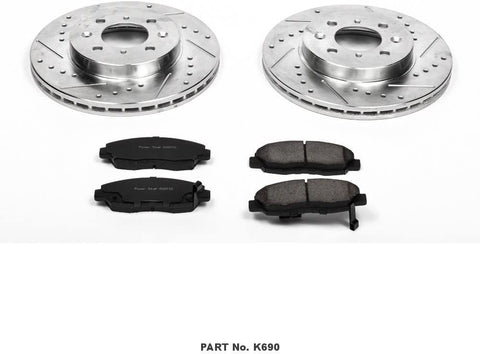 Power Stop K690 Front Brake Kit with Drilled/Slotted Brake Rotors and Z23 Evolution Ceramic Brake Pads