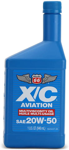 Phillips 66 PHIL2050-12 20W50 X/C Aviation Oil, 1 quart, 12 Pack