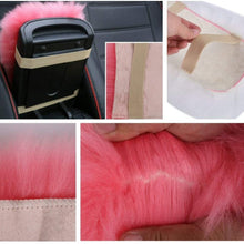 EGBANG Auto Center Console Cover, Console Cover Armrest Pads, Warm Winter Sheepskin Wool Car Armrest Seat Box Pad Cushion Protector Universal Fit (Red)