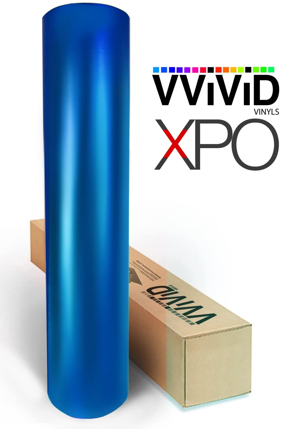 VViViD Blue Satin Chrome Vinyl Wrap Stretch Conform DIY Easy to Use Air-Release Adhesive (1ft x 5ft)