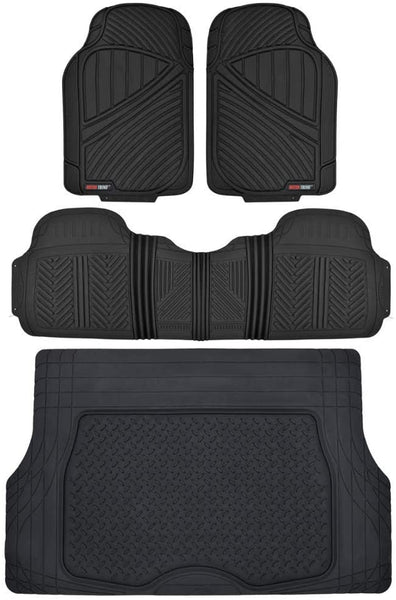 Motor Trend Flextough Rubber Car Floor Mats & Cargo Trunk Mat Set Black Heavy Duty - Odorless, Extreme Duty (Black) - MT-773-884-BK