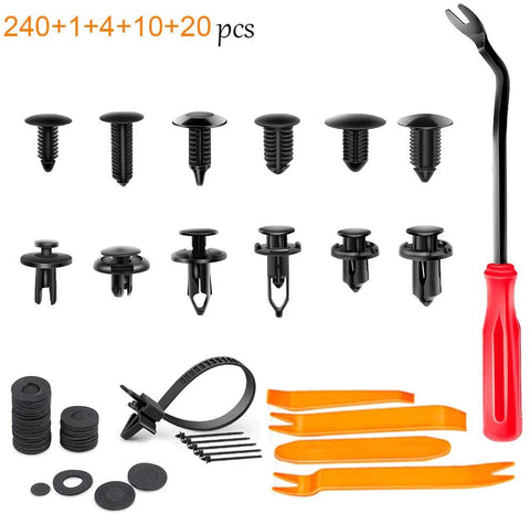 HTOMT 240PCS Bumper Retainer Clips Car Plastic Rivets Fasteners Push Retainer Kit Most Popular Sizes Auto Push Pin Rivets Set -Door Trim Panel Fender Clips for GM Ford Toyota Honda Chrysler