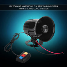 Anauto 12V 30W Car Motorcycle Alarm Warning Siren Horn 3 Sound Loud Speaker