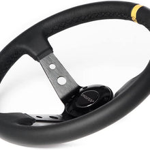Circuit Performance CP330 Steering Wheel Black Center Black Leather and Yellow Stripe 350mm Deep Dish