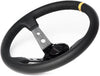 Circuit Performance CP330 Steering Wheel Black Center Black Leather and Yellow Stripe 350mm Deep Dish