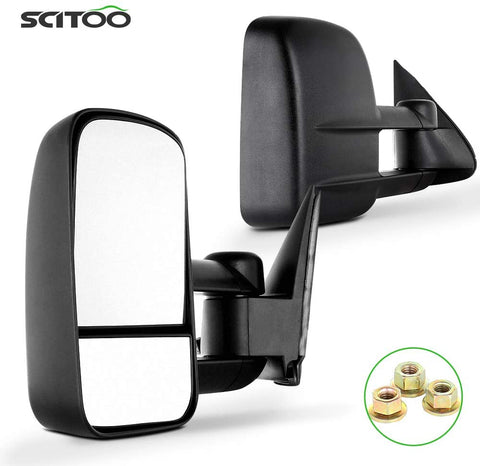 SCITOO Towing Mirrors Fit Chevy GMC Exterior Accessories Mirrors Fit 1999-2007 Chevy/GMC Silverado/Sierra 1500 2500HD 3500HD with Convex Glass Manual Controlling and Telescoping Features