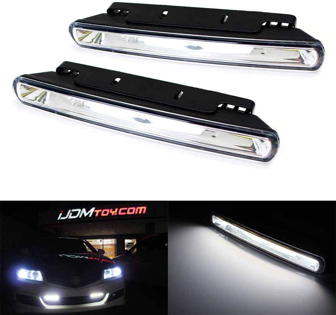 iJDMTOY 7-Inch Xenon White Universal Fit High Power COB Continuous Lighting LED Daytime Running Lights (DRL Lamps)