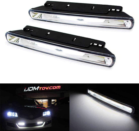 iJDMTOY 7-Inch Xenon White Universal Fit High Power COB Continuous Lighting LED Daytime Running Lights (DRL Lamps)