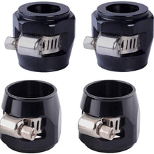 Flexible Rubber Hose Pipe Clamps - 6an Hose Finisher Clamp with Screw Band for 3/8 Fuel Line Hose, 4Pcs/Pack Black Hose Connectors, Great for Fuel/Oil/Diesel/Gas/Air and Water Hose Tube