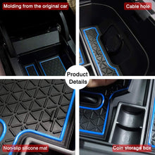 Powerty Center Console Organizer Storage Box Accessories for Toyota RAV4 (5th Gen.) XA50 2019 2020 2021 with Blue Mats and Black Mats