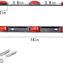 iBrightstar Waterproof 14" Red LED Marker ID Lights Bar with Black Stainless Steel Bracket Assembly for Pickup Trailers Truck Boat SUV RV