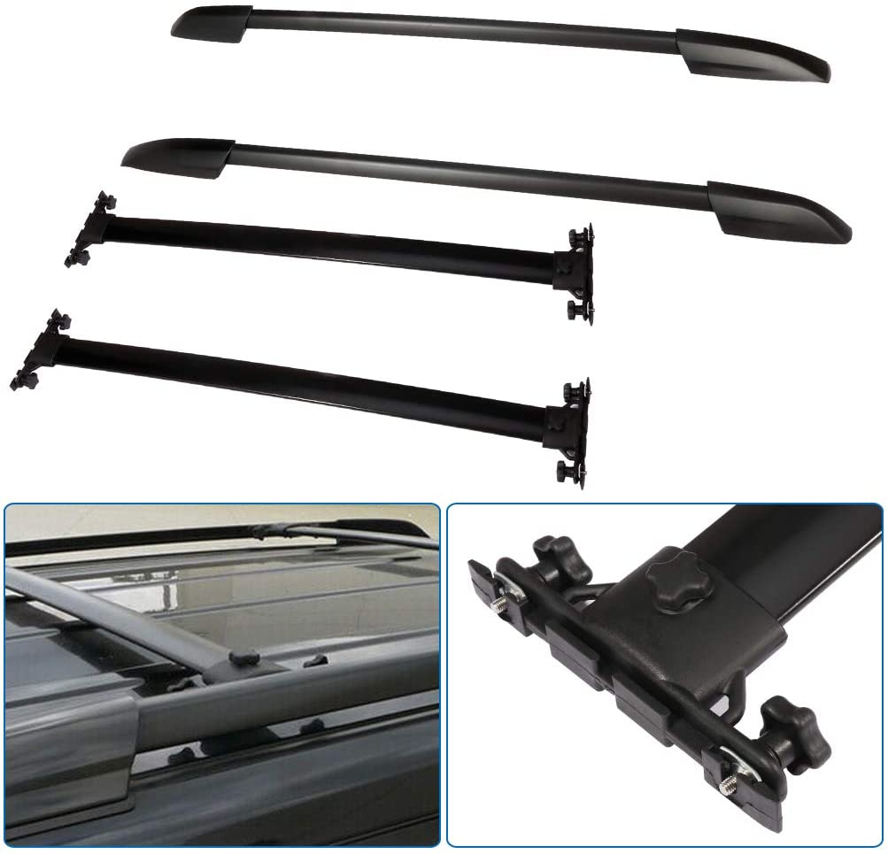 cciyu Roof Rack Crossbar + Side Rails Fit for Toyota Highlander 2008-2013 4pcs Aluminum Car Top Luggage Carrier Set