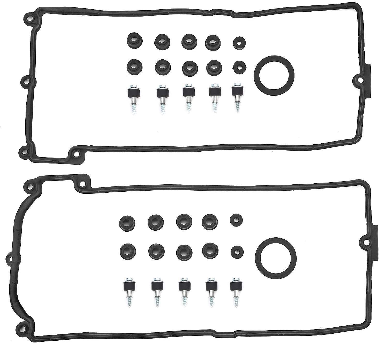 Valve Cover Gaskets Kit (Left & Right) For BMW 545i 550i 645Ci 650i 745i 745Li 750i 750Li Alpina B7 X5 4.4L 4.8L V8, Repl.# 11127513195, 11 12 7 513 194